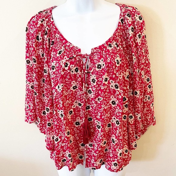 Zara Floral Print Kimono Sleeve Peasant Top XS - Picture 15 of 15